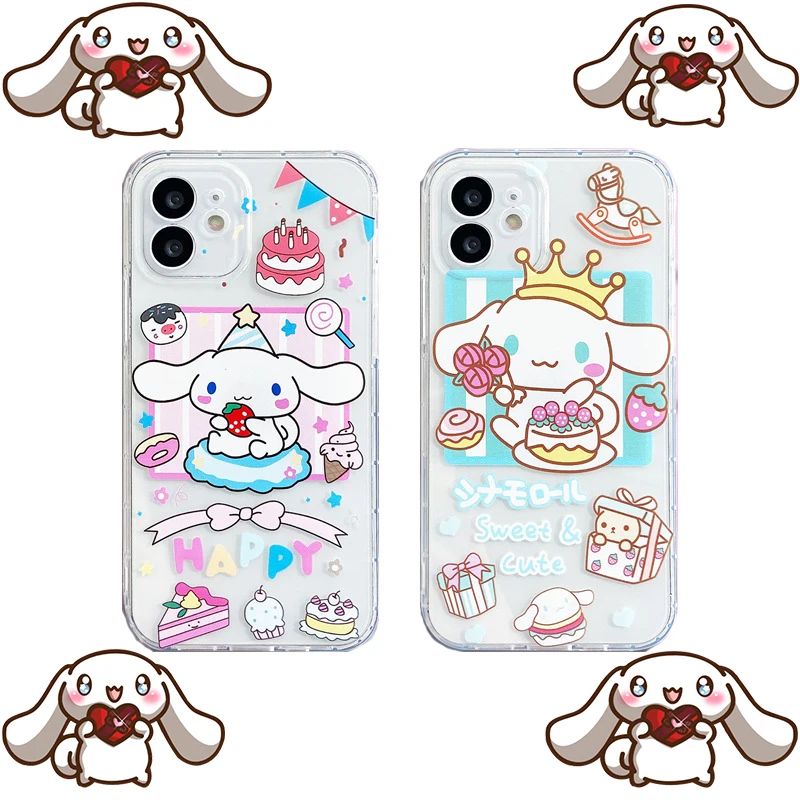 

kawaii Sanrio series hello KT Kuromi My melody Cute cartoon anti falling soft glue transparent mobile phone case iPhone 11/13pro