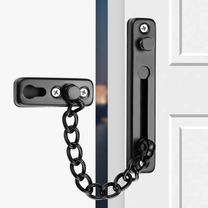 

S Stainless Steel Anti-theft Door Chain Bedroom Kids Safety Door Bar Lock Hotel Anti-lock Buckle Insurance Door Bolt with Screws