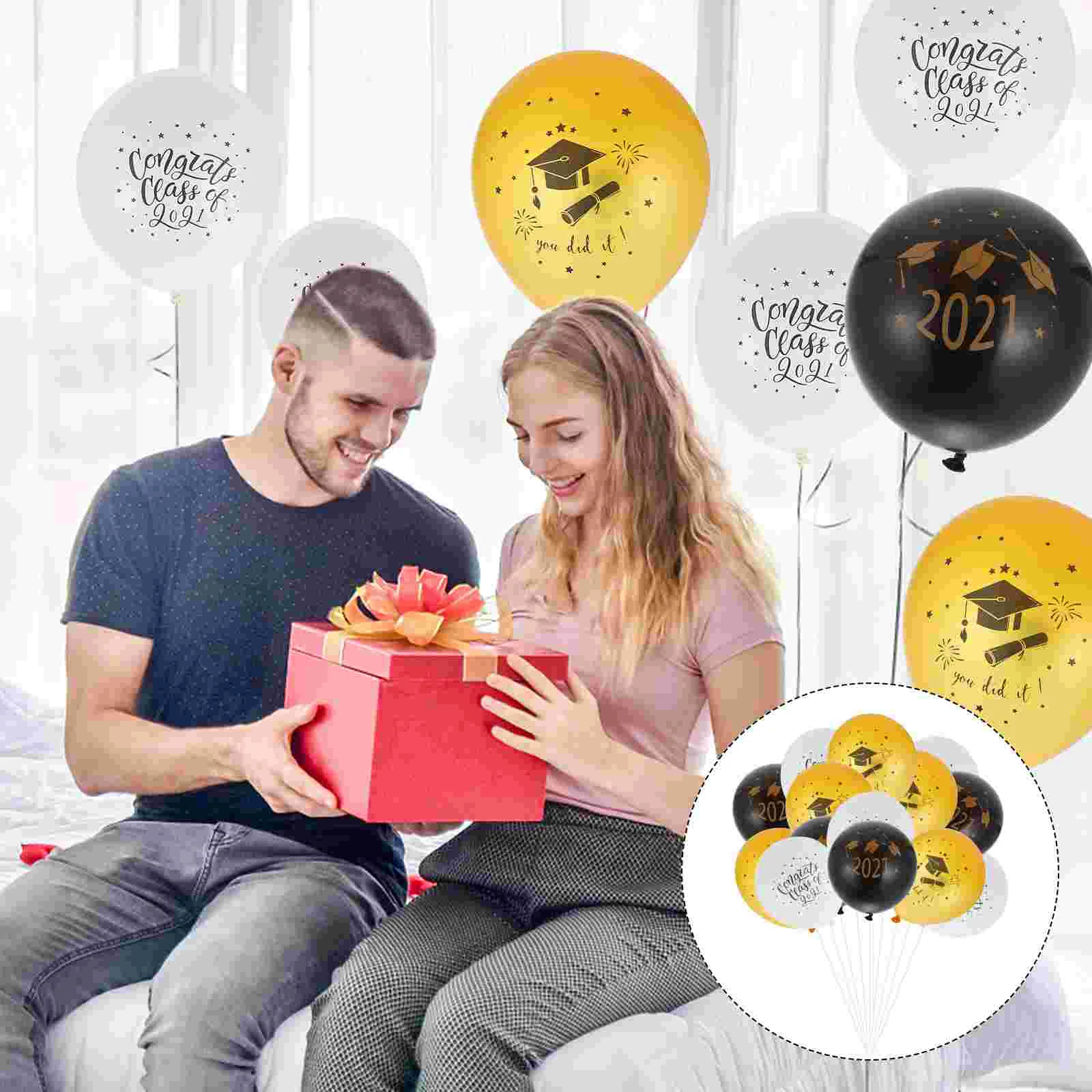 

Graduation Balloons Party Favors Bulk Cap Gold Black Grad Hat Decorations Props