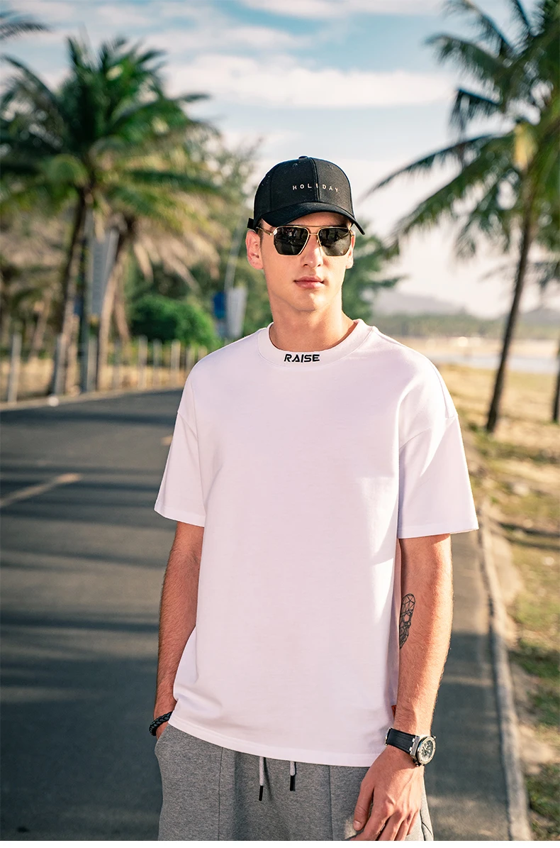 

8018 men 2022 new Casual Tide Brand Short Sleeve T-shirt Men's Simple and Wild Embroidery Top Half Sleeve