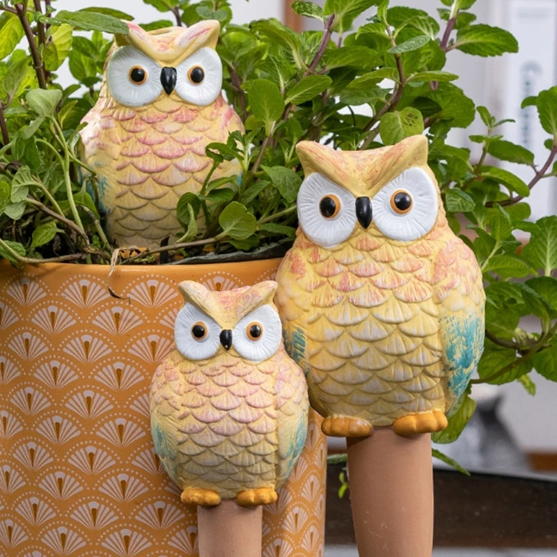 

4Pcs Large Owl Automatic Plant Dripper Terracotta Potted Plant Watering for Indoor Outdoor Garden Yard Warering B03E