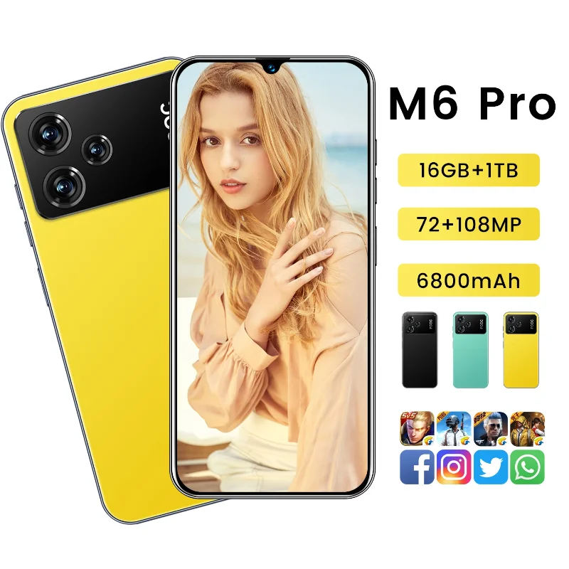 

New 100% Original M6 Pro Smartphone 7.3 Inch Full Screen Cell Phone Face ID Global Version 16G+1TB 5G 7800mAh Mobile Phones