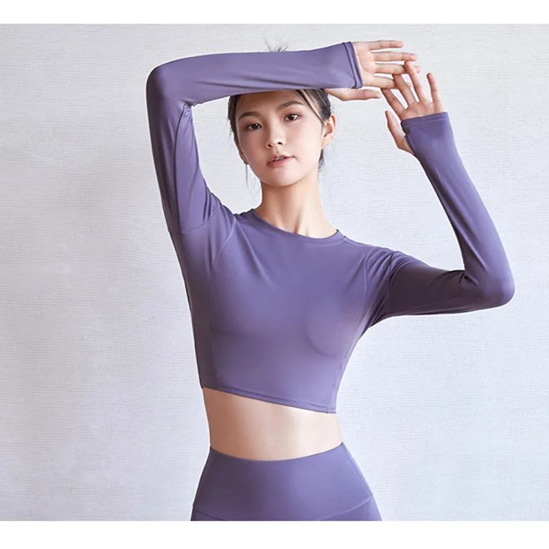 

Yoga Shirts Women Sports Fitness Long Sleeves Running Gym Wear Stretch Tights Yoga Clothing Female Workout Tank Top Yoga T-shirt