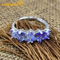 sace gems women jewelry ring resizable 925 sterling silver tanzanite luxury women created engagement band fine jewelry