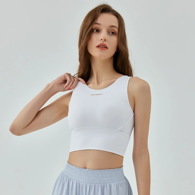 DANCEFISH 2023 Women Medium Intensity Sport Top Small Letter Decoration Removable Pads Vest Training Running Equipment Yoga Bra