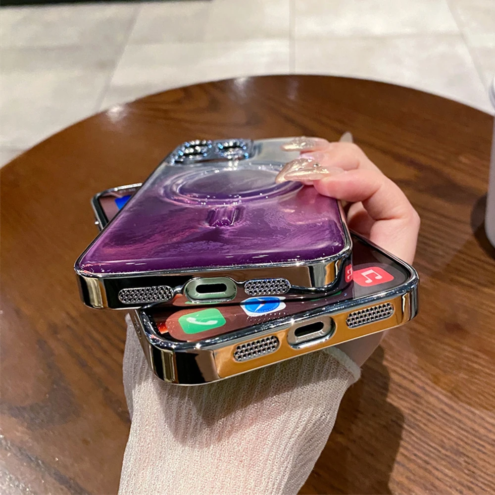 Ослепительный блестящий градиент для Magsafe магнитный чехол телефона iPhone 16 15 11 12 13 14