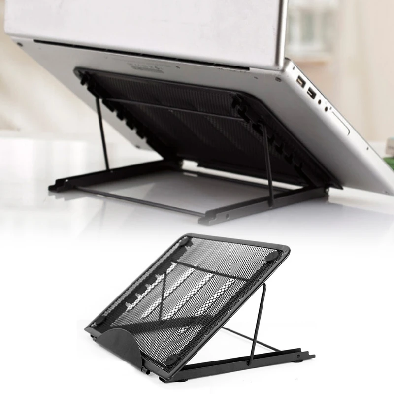 Portable Laptop Phone Stand Metal Mesh Desktop Holder for Mac-Book Foldable Cooling Base for Laptop Drawing Painting images - 6