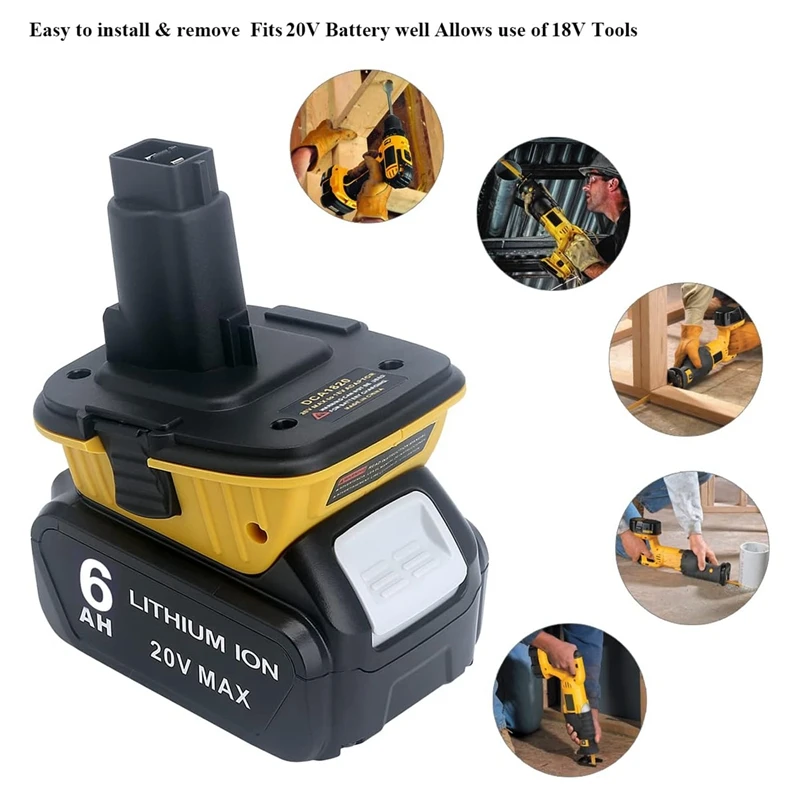 Адаптер для замены батареи DCA1820 аксессуары литиевой Dewalt DCB206 DC9098 DC9096 литий-ионный