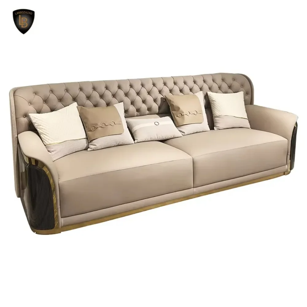Итальянский Роскошный Современный Модульный Диван-Секционный Комплект Chesterfield из Натуральной Кожи для Гостиной Bliss Living Room Set с Охлаждающим Эффектом (art.: 3920d98dde062) - 3920d98dde062
