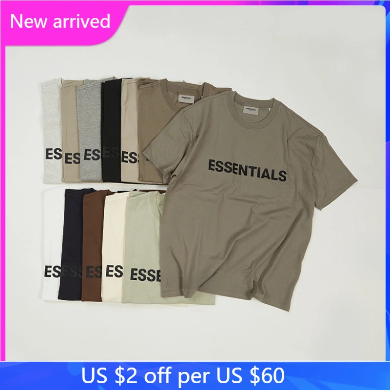 

Essentials Tshirt 1:1 Quantity Letter Silicone Short-sleeved Double-line Essentials Loose Multicolor Couple Men Women T-shirts