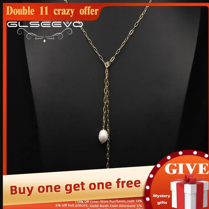 

GLSEEVO Natural Freshwater Pearls Chain Woman Buckle Pendant Necklace Minimalism Premium Romance Women's Accessories GN0439