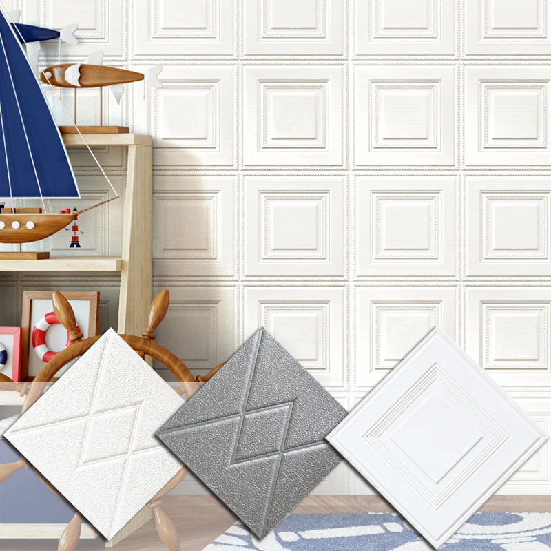 

1pc 35*35cm 3D Wall Sticker Self-Adhesive Panel Home Decoration Living Room Bedroom Decoration Bathroom Kitchen Waterproof Wall