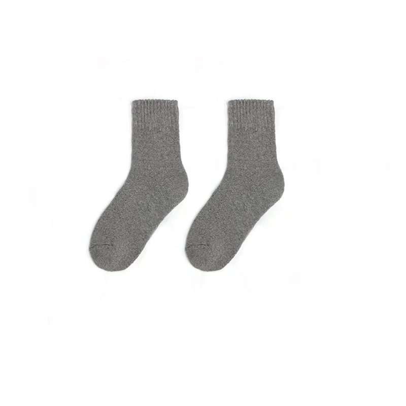 Wool socks Autumn and winter thickened women's socks Warm solid color terry socks Snow women's medium socks market