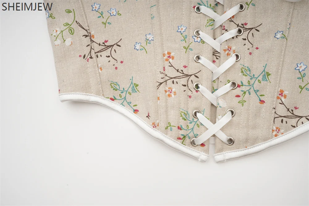 Женский пикантный корсет бежевые подтяжки с цветочным принтом французские