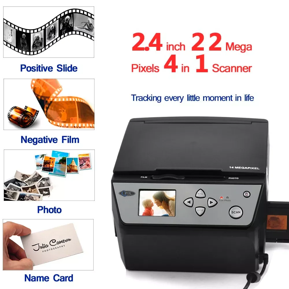 New 22 Mega Pixels 4 in 1 COMBO Photo and Digital Film Scanner 135 Negative Converter Photo 35 mm Film Scanner Business Card