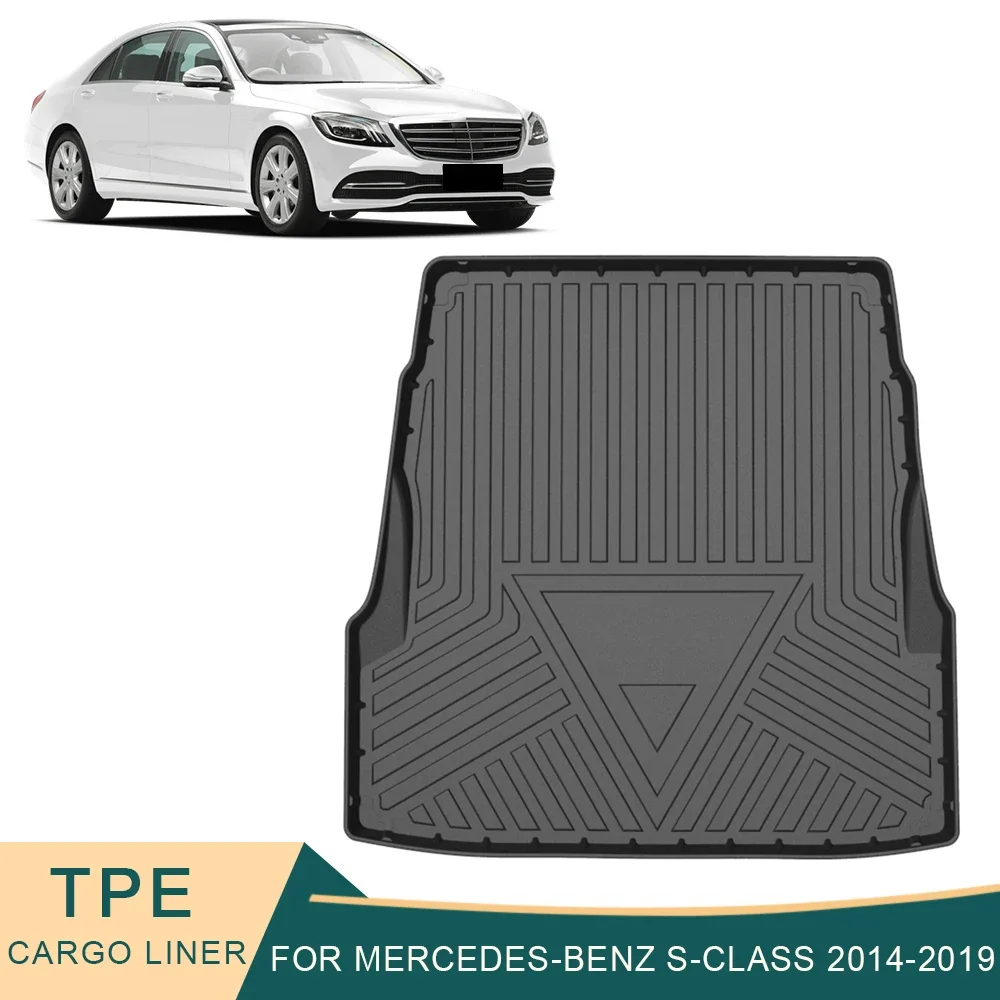 Фото Для Mercedes-Benz S-Class W222 LWB 2014-2019 автомобильный грузовой подкладка всепогодный TPE нескользящие коврики в багажник лоток для багажника ковер аксессуары №1