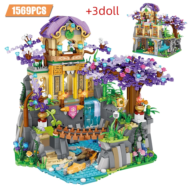 

1569 Pcs Mini Lost Temple City Street View Sakura Tree House Building Blocks Friends Cherry Blossom Bricks Toys for Children