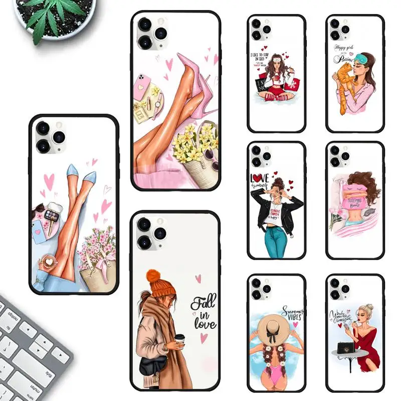 

Fashion Beautiful Girl Phone Case for iPhone 11 12 13 Mini Pro Max 8 7 6 6S Plus X 5 SE 2020 XR XS Funda Shell