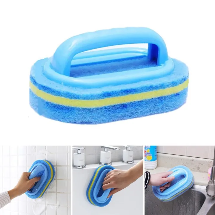 

Bathroom Glass Wall Cleaning Toilet Kitchen Bath Brush Handle Sponge Bath BottomBathtub Ceramic Cleaning Tools