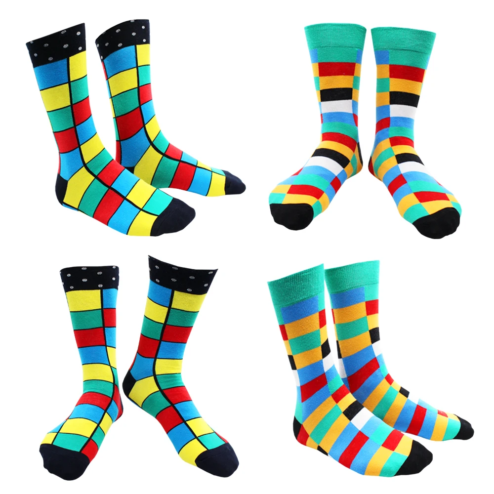 6/12 Pairs Fashion Casual Harajuku Women and Men Funny Socks Fruit Food Beer Stripe Grid Dress Cotton Socks Men