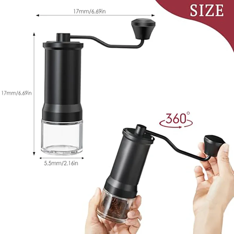 Ручная кофемолка-ручная кофемолка из нержавеющей стали и матовый черный