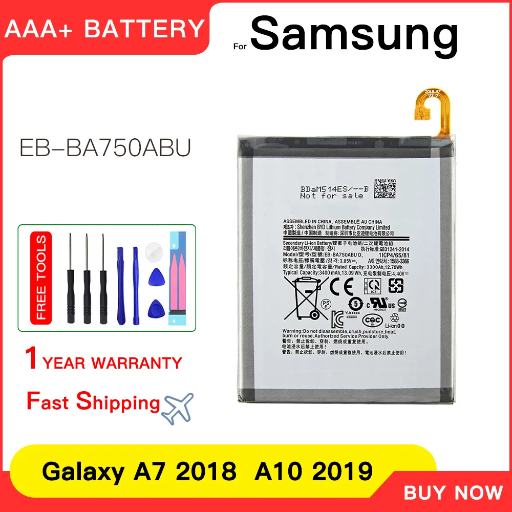Фото Оригинальный аккумулятор для EB-BA750ABU 3300 мАч для Samsung Galaxy A7 2018, версия SM-A730x A730x SM-A750F A10, аккумулятор + инструменты №1