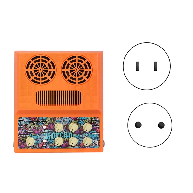 

Caline CA-100G Mini Guitar Amplifier Guitar Effect Amplifier With Built-In Battery Speaker Distortion Delay Effect US Plug