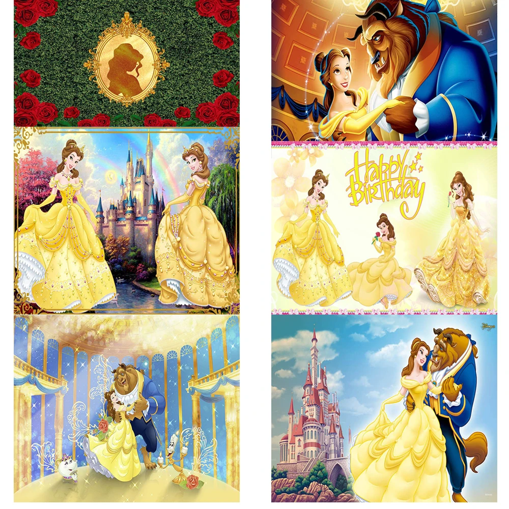 

Disney Beauty And the Beast Princess Birthday Party Photography Decoration Background Customized Items Props Baby Shower Gift