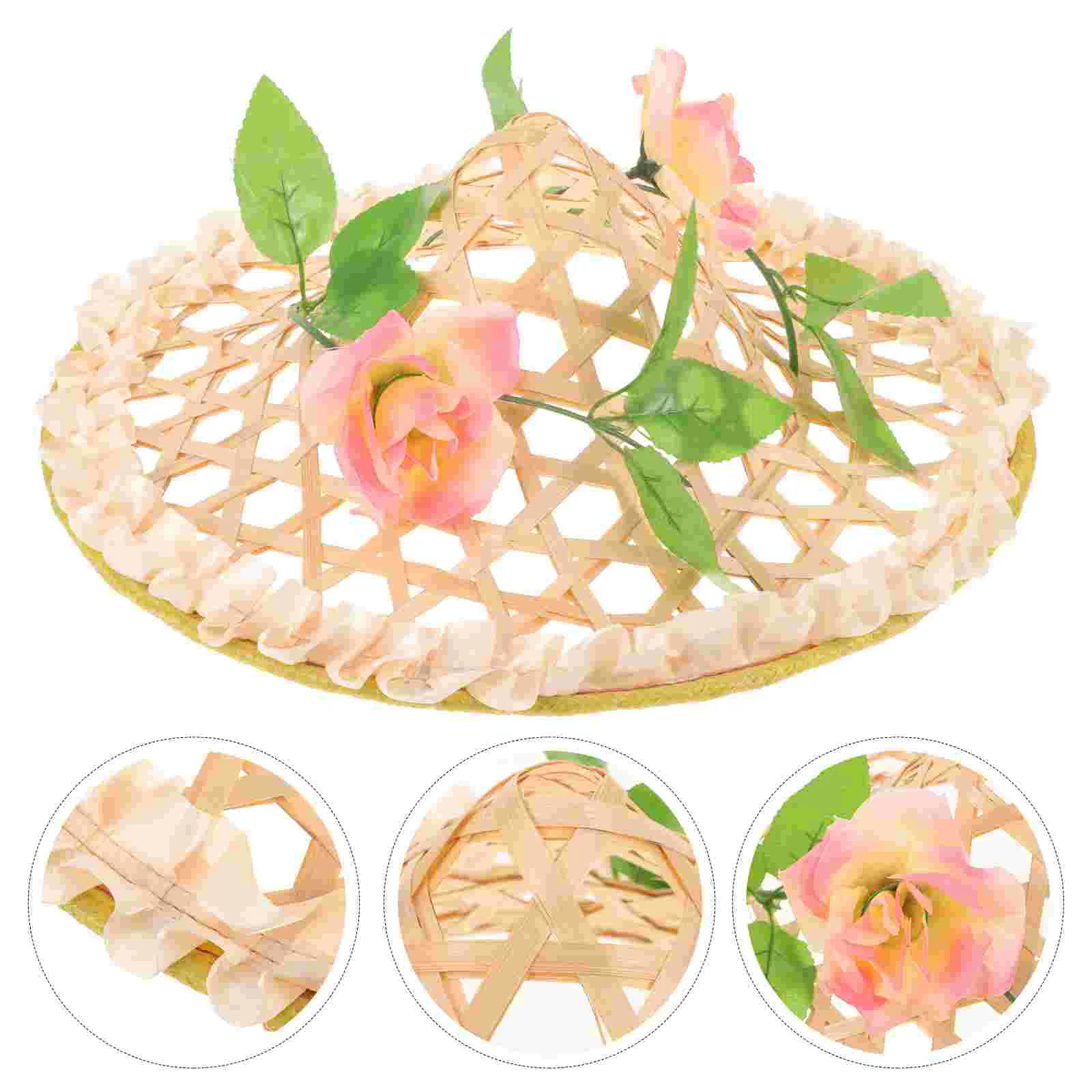 

Mexican Hats Sombrero Wide Brim Bamboo Flower Coolie Adult Party Decorations Beach Kids