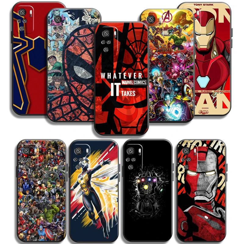 

Marvel Iron Man Phone Cases For Xiaomi Redmi 10 Note 10 10 Pro 10S Redmi Note 10 5G Back Cover Carcasa Soft TPU