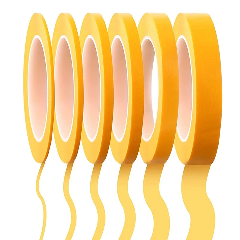 

6 Rolls Fine Line Tape 1/16,7/10,1/8,1/4,1/2,3/4 Inch x 55Yard, Fineline Masking Tape, Painters Automotive Masking Tape