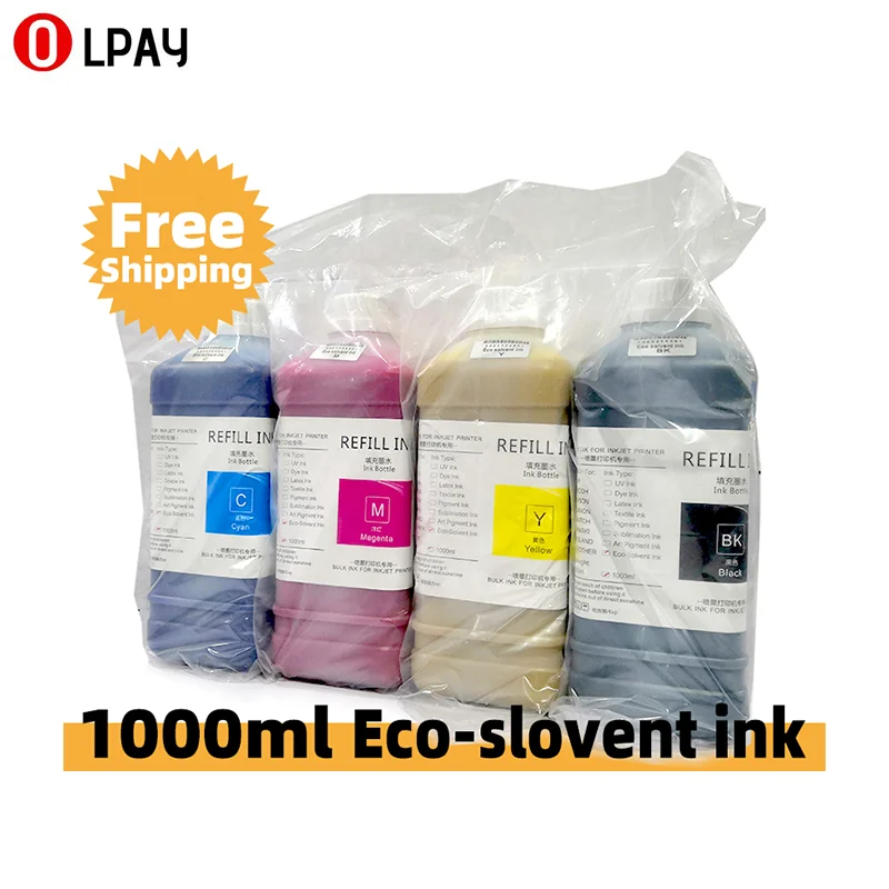 

Free Shipping 1000ML Eco-Solvent Ink For Epson DX4 DX5 DX6 DX7 DX10 XP600 Printhead for Mimaki JV33 CJV300 JV5 CJV150 CJV160