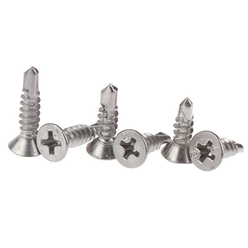 

100PCS M4.2 Dovetail Screw Drilling Screws Large Flat Head Self Drilling Screws Cross Drill Tail Screws