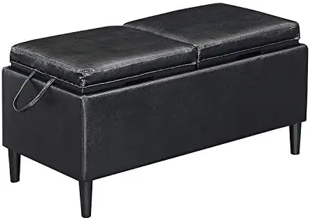 

Magnolia Storage Ottoman with Reversible Trays, Soft Gray Fabric