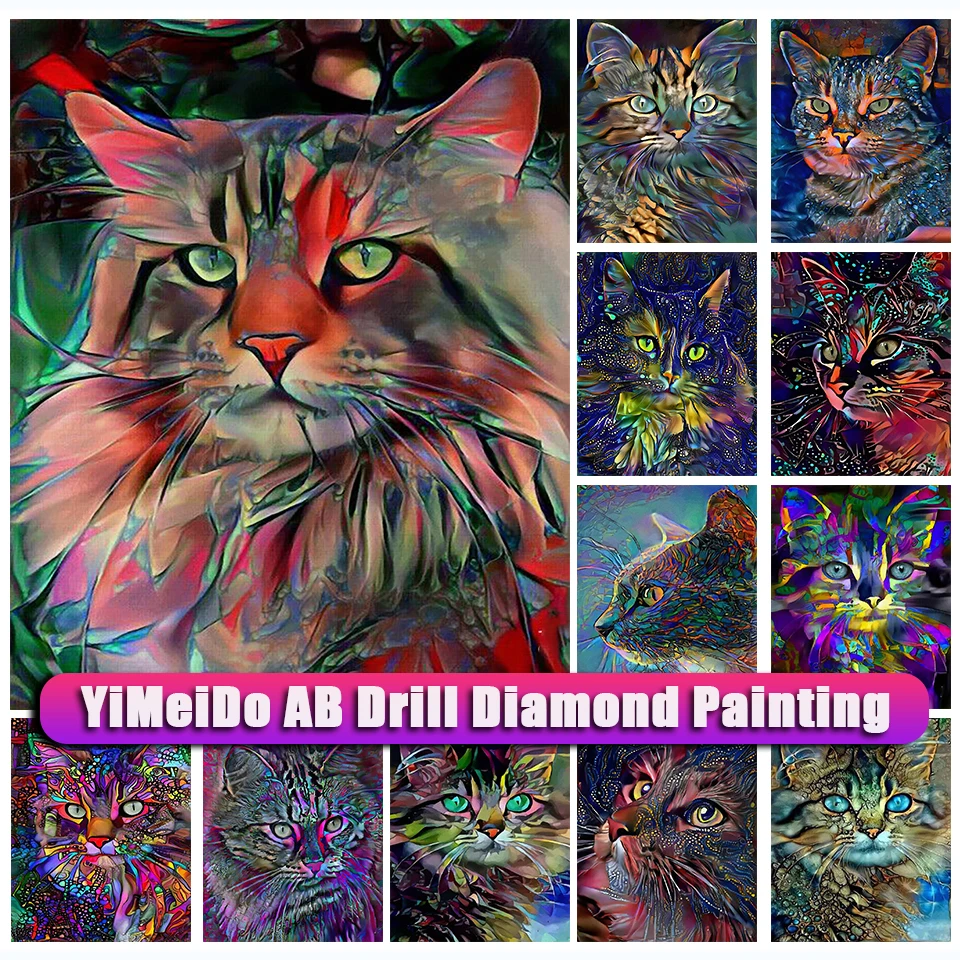 

Алмазная живопись YiMeido AB, кошка, животное, сумка на молнии, сделай сам, алмазная вышивка 5d, мозаика, Набор для вышивки крестиком, искусственное украшение для дома