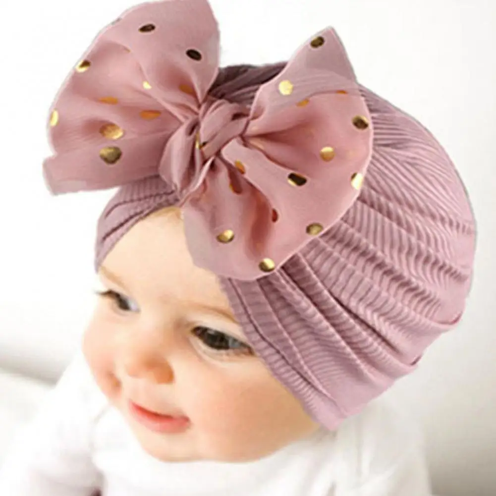 

Lovely Shiny Bowknot Baby Hat Color Baby Girls Boys Hat Turban Soft Infant Cap Beanies Head Wraps Headdress