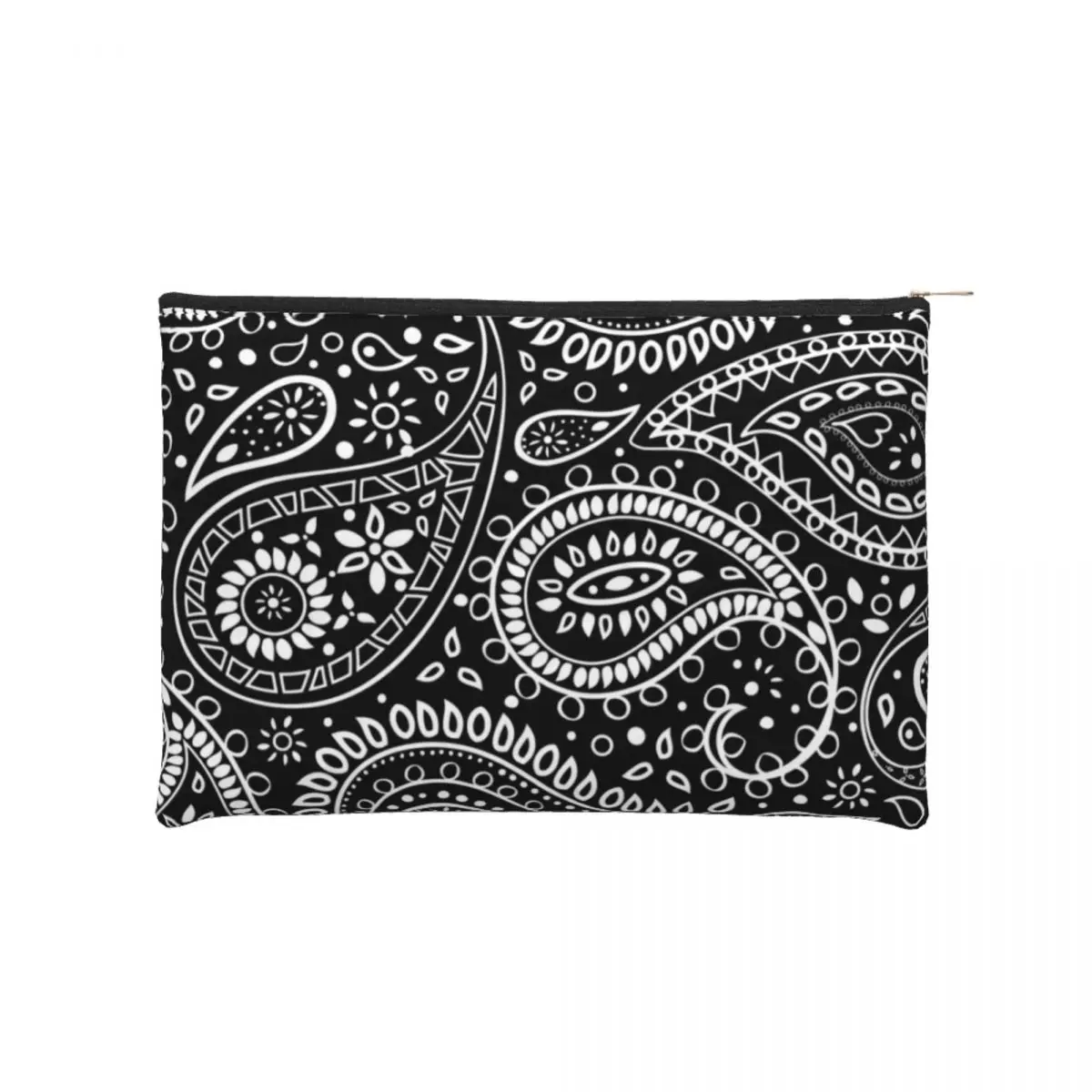 

Pretty Bohemian Paisley Art Makeup Bag Women Cosmetic Organizer Cute Black and White Boho Floral Art Storage Toiletry Bags