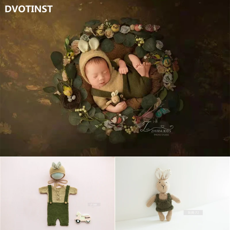 Buy Dvotinst Accesorios de fotografía para recién nacido, bonito conejo de punto, trajes de conejito, conjunto de muñeca, accesorios de fotografía para estudio