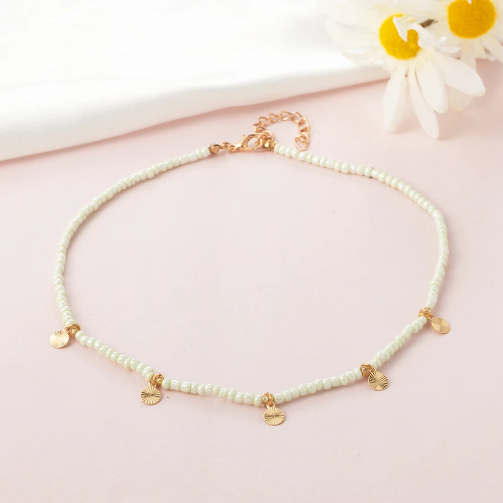 Женское Ожерелье в богемном стиле с рисовой бусиной небольшой круглый брендовый