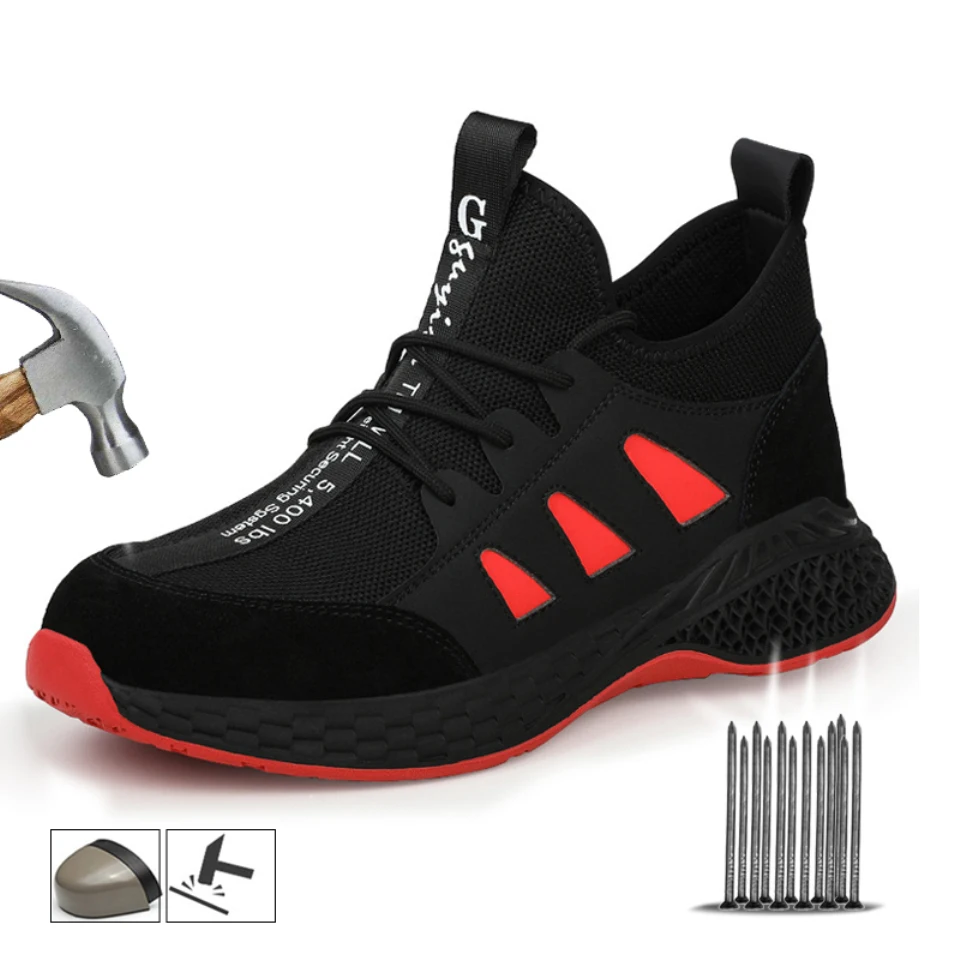 

Work Safety Boots Men Shoes Sneakers Breathable Anti-Smashing Lightweight Work Boots Indestructible Sneakers With Steel Toe Cap