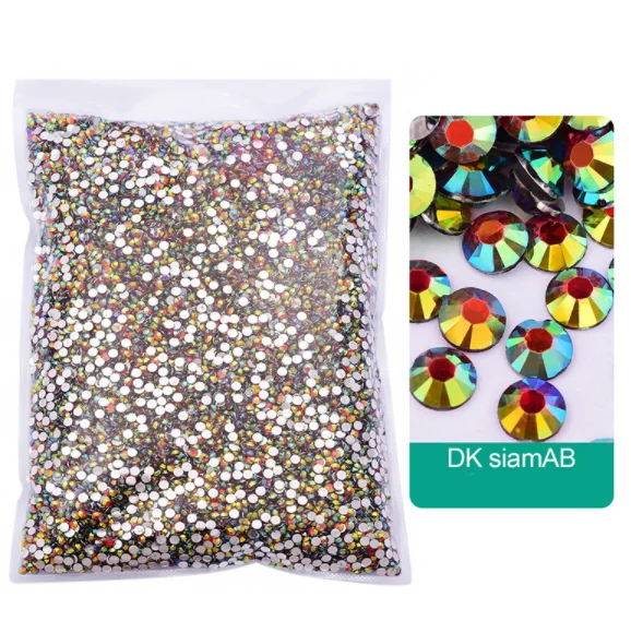 

Silver BottomDK Siam AB Color 2~6mm Flatback стразы Resin Non hotfix Rhinestones in Bulk Package Plastic Nail Art Decoration