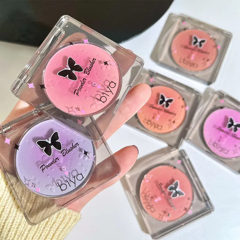

Cool Girl Peach Pink Blue Cream Blusher Monochrome Natural Kawaii Makeup Korean Cheek Contour Matte Highlighter Palette