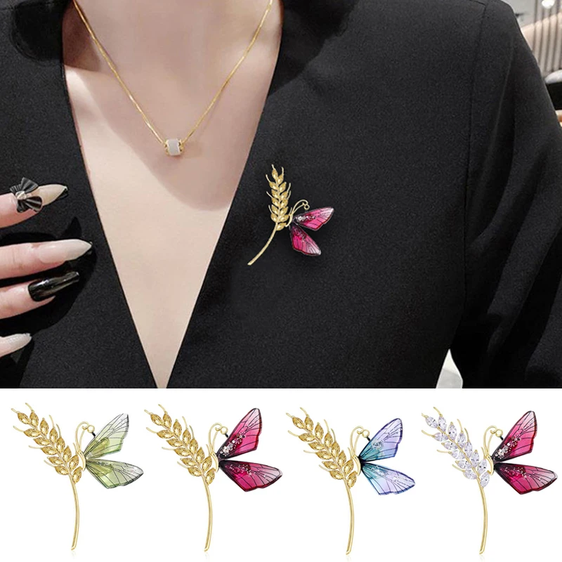 Винтажная брошь в виде насекомого Стразы акриловые крылья