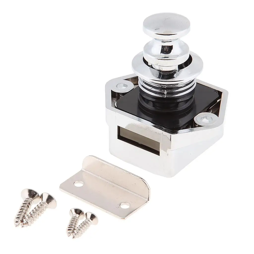 

Pearl Chrome Keyless Cupboard Push Latch Lock For RV Cupboard Caravan Lock