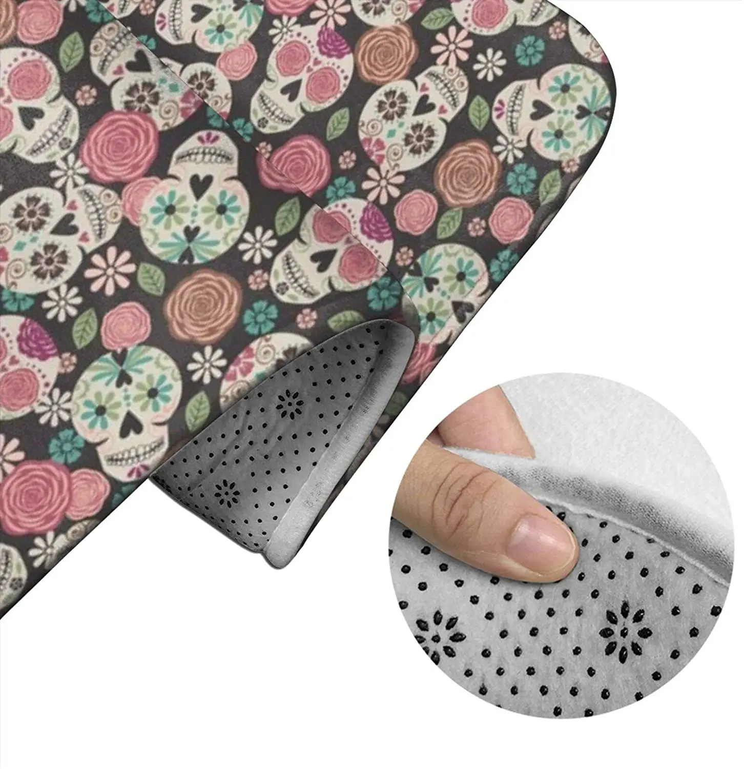 

Sugar Skulls Color Bathroom Mat Sets 3 Piece Set Rugs Memory Foam Mat Set Toilet Seat Cover Bath Mat Lid cover