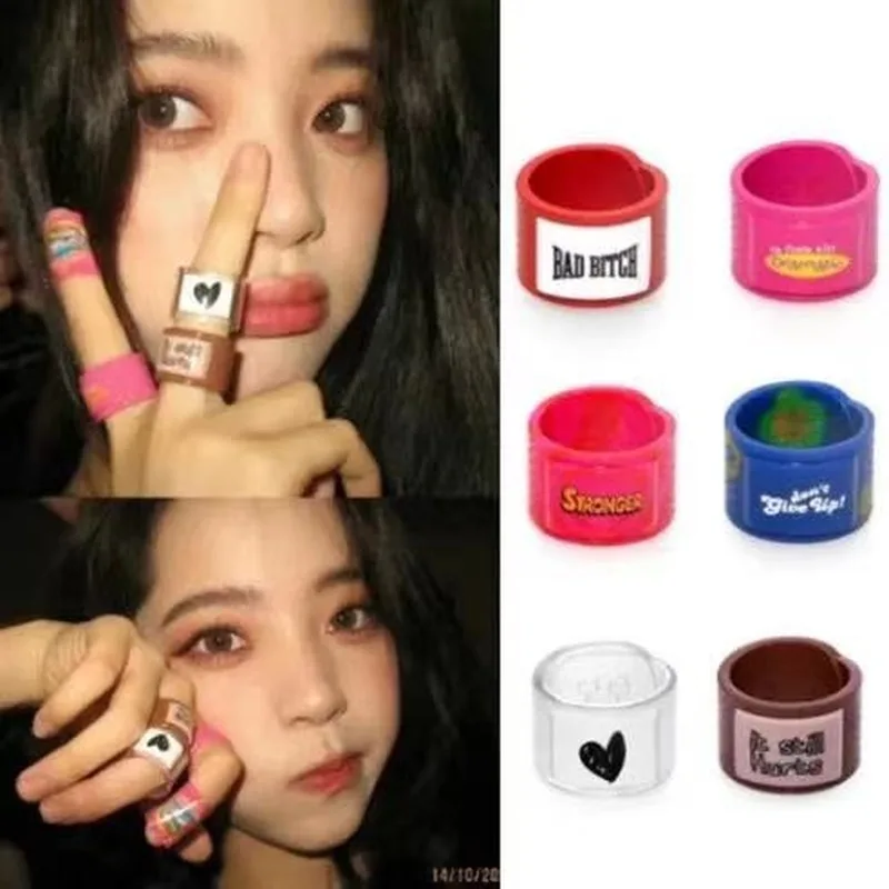 

3pcs/set Cute Couple Rings Plastic/resin Heart Band-aid Pink Ring Ins Summer Y2K Girl Ring Set Ring Bands Cartoon Designer Ring