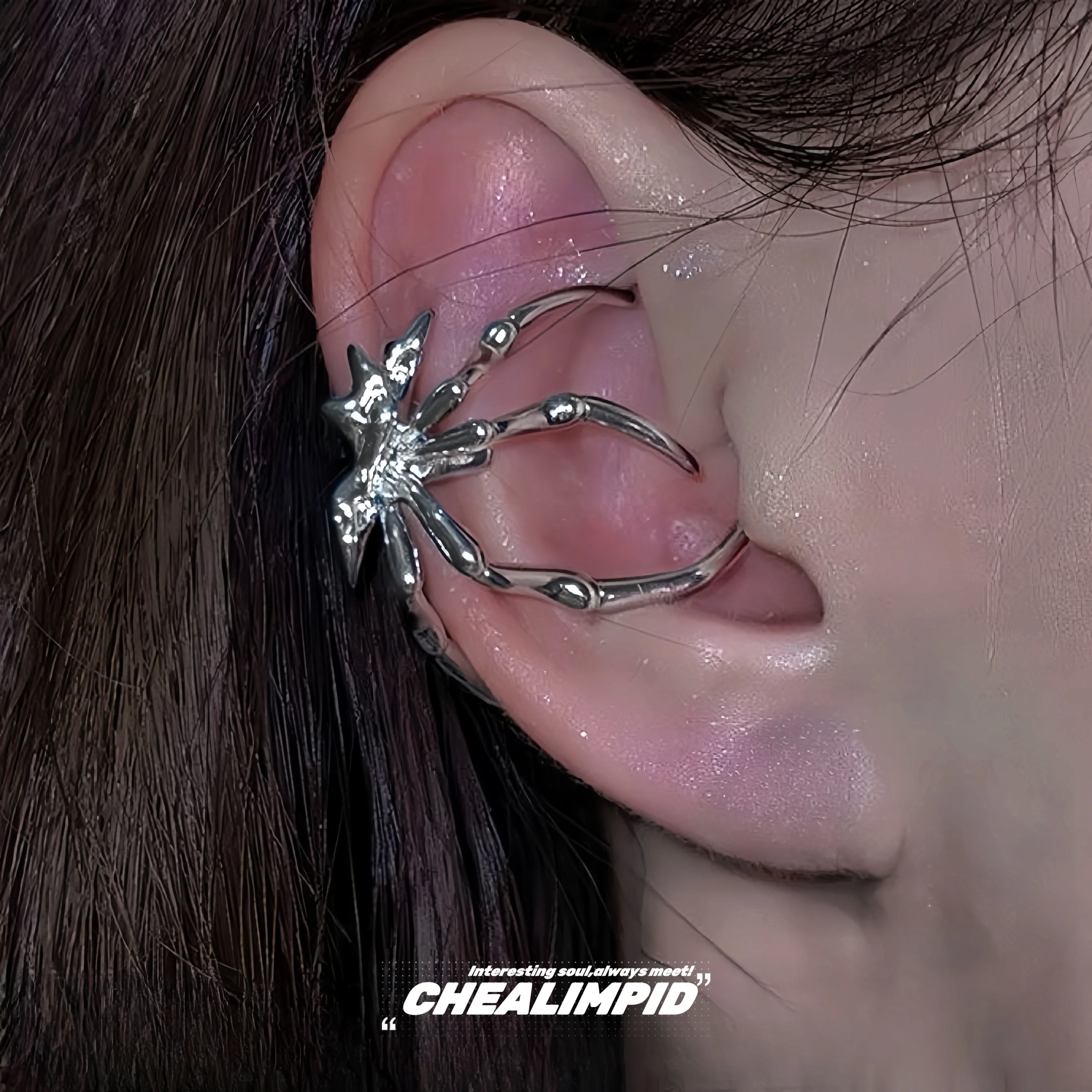 Chealimpid/. Spider Ear Bone Clip without Pierced Y2g Gyaru Subculture Trendy Design Hip-hop Men and Women |