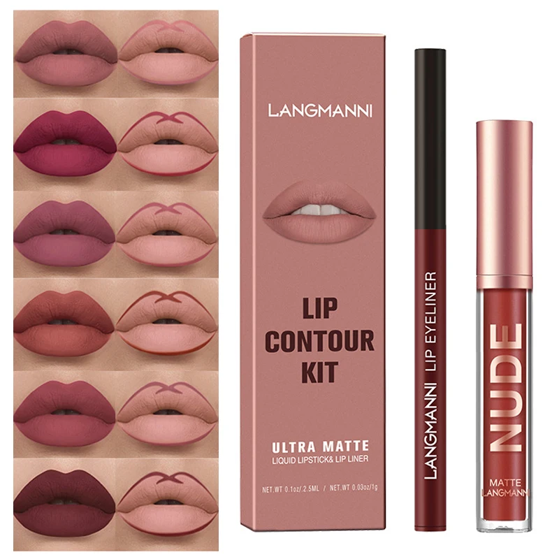 

Excellent Value 2PCS/Set Velvet Matte Lip Gloss&Pen Waterproof Long-lasting Non-fading Liquid Lipstick Sexy Lip Makeup Cosmetic