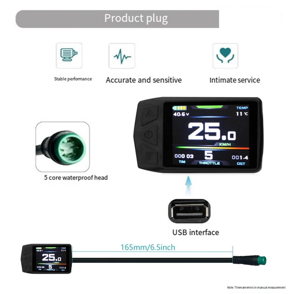 Ebike Display for KT TF01U 24V 36V 48V Intelligent Colorful LCD Meter Waterproof Joint Electric Bicycle