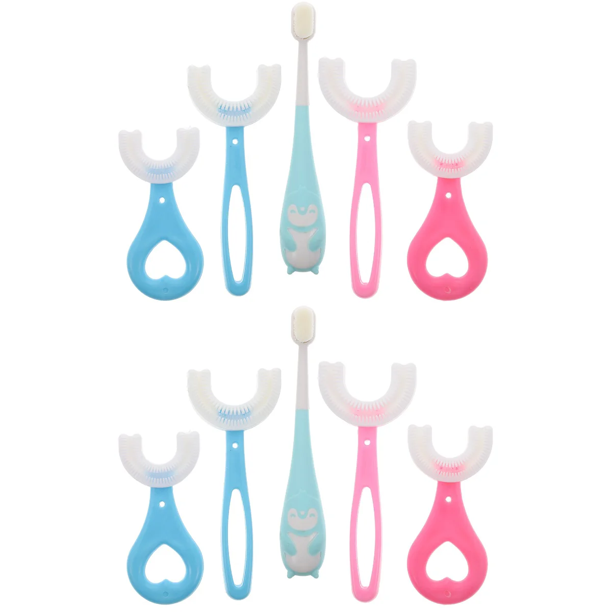 

10 Pcs U-Shape Kids Toothbrushes Toddler Manual Tooth Brushes (Assorted Color)